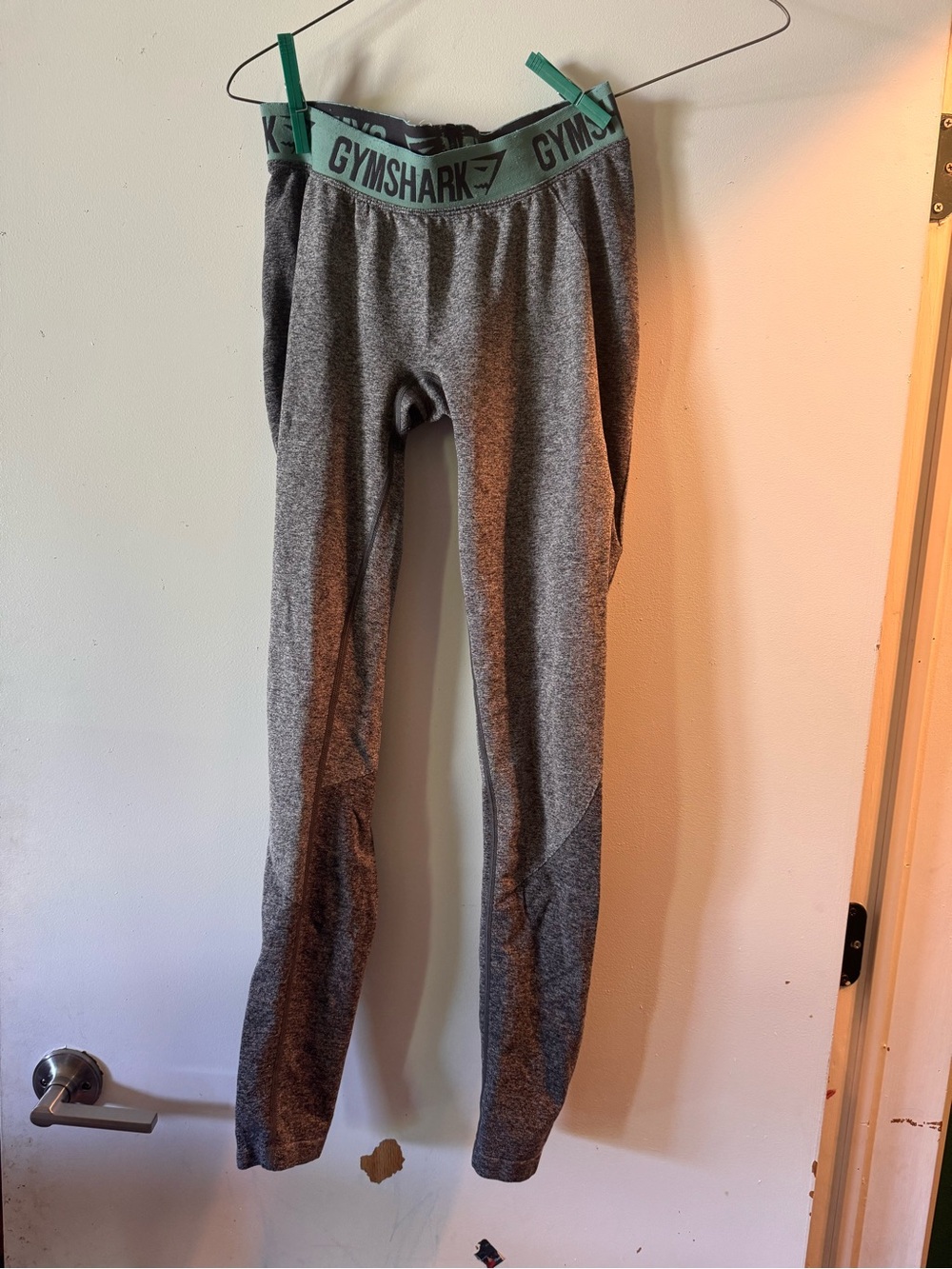 Gymshark Grey Leggings with Mint Green Branded Waistband